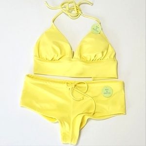 Forever 21 Mix & Match two piece bikini set in yellow women's size Small NEW